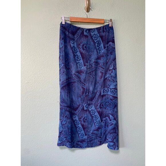 Vintage CM Sharpe Women's Blue Pattern Midi‎ Skirt One Size - Picture 2 of 8
